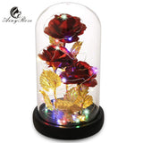 AINYROSE 24K Gold Leaf Roses-Red